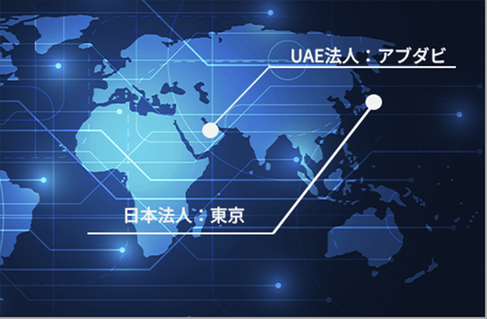 アブダビのUAE法人と東京の日本法人の図